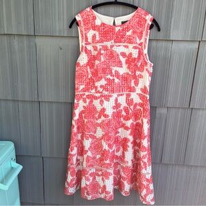 Adrianna Papell Red Rose Floral Fit & Flare Midi Dress 16